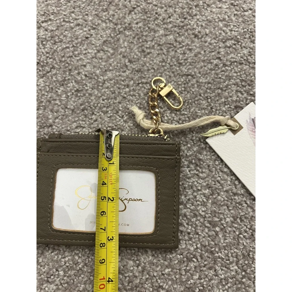 Jessica Simpson Card Case Wallet Womens OS Olive Brown NWT Leopard‎ ID Keychain